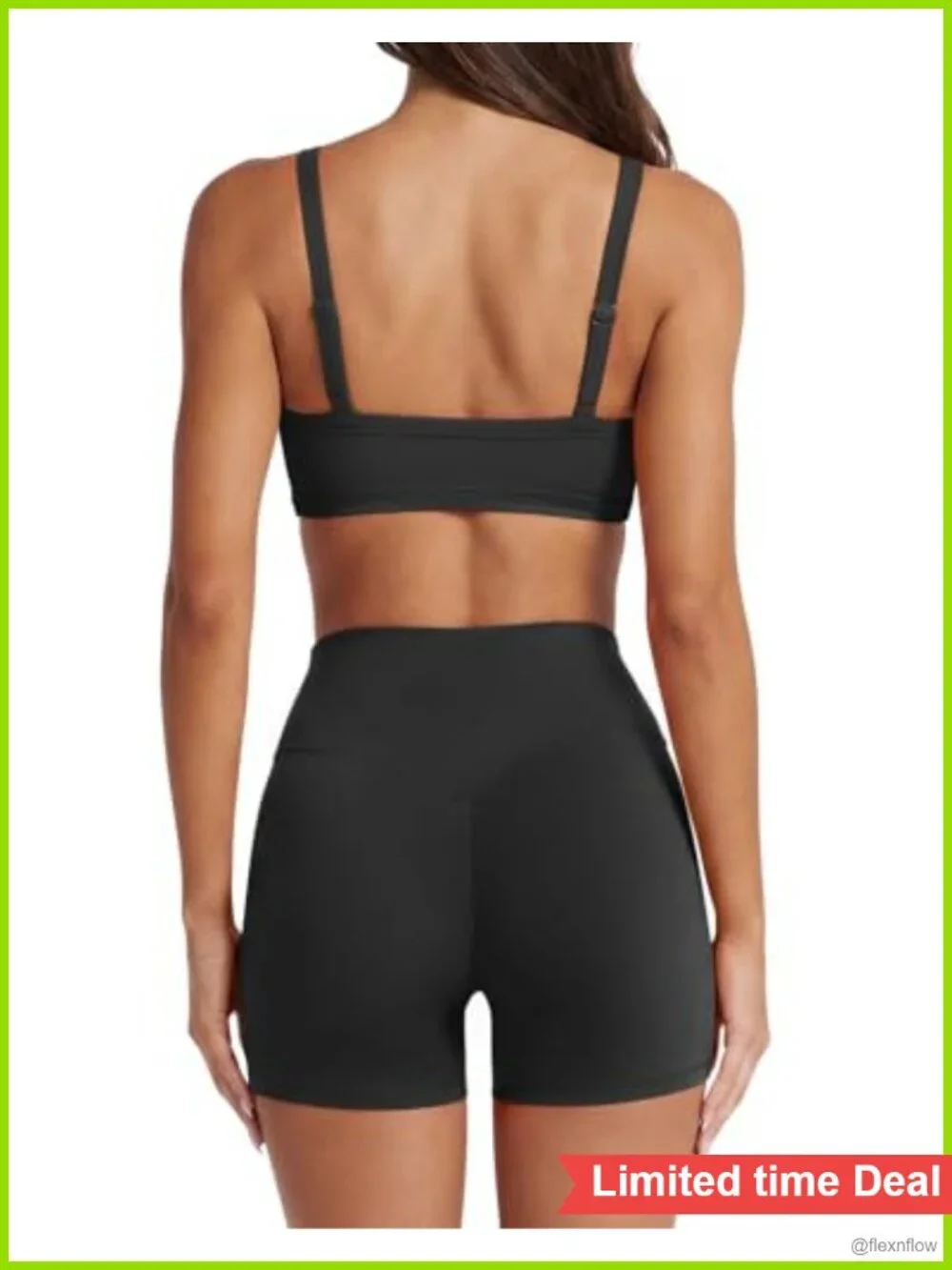 Padded Sports Bra with Removable Cups and High Waisted Biker Shorts Two Piece